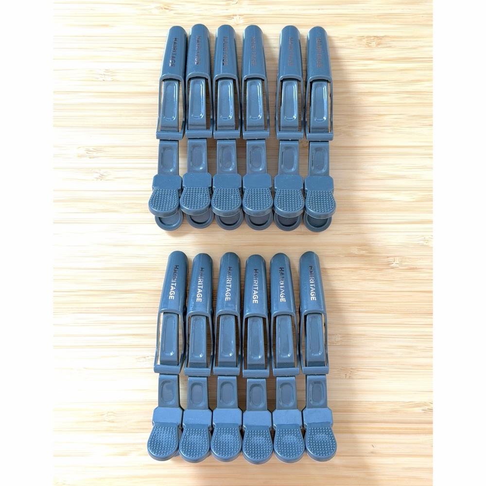 Hairitage Out of My Way Alligator Hair Clips 5.5 inch Gray Plastic SET OF 12